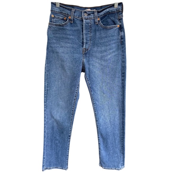 Levi's Denim - Levis Wedgie Straight High Rise Button Fly Jeans Medium Wash Blue Size 27